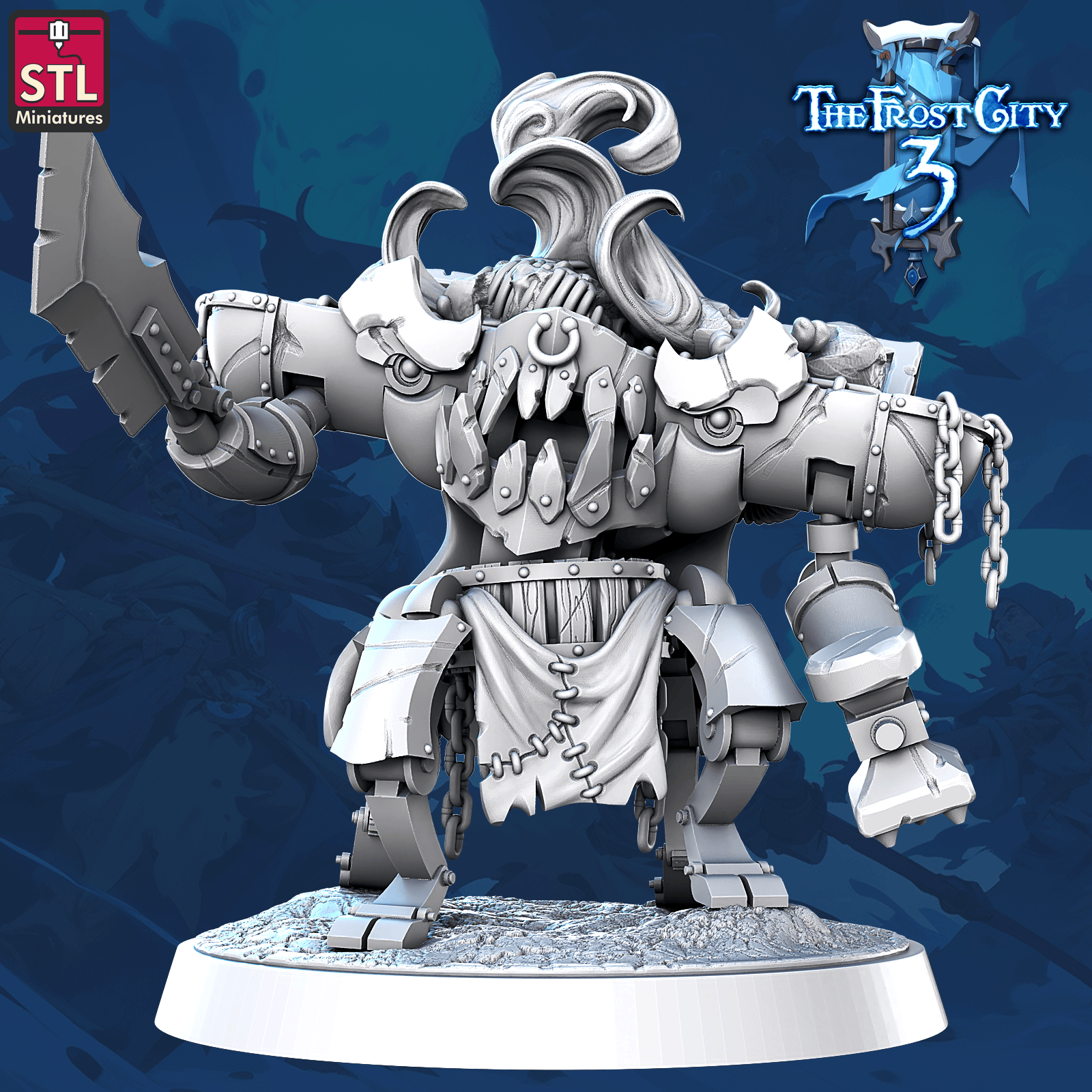 3D Printed STL Miniatures Slaughter Large Construct Core Characters The Frost City 3 28 - 32mm War Gaming D&D - 3D Printing Boss 