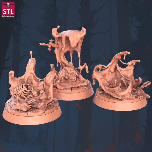 3D Printed STL Miniatures Slimes Set 28 - 32mm War Gaming D&D - 3D Printing Boss 