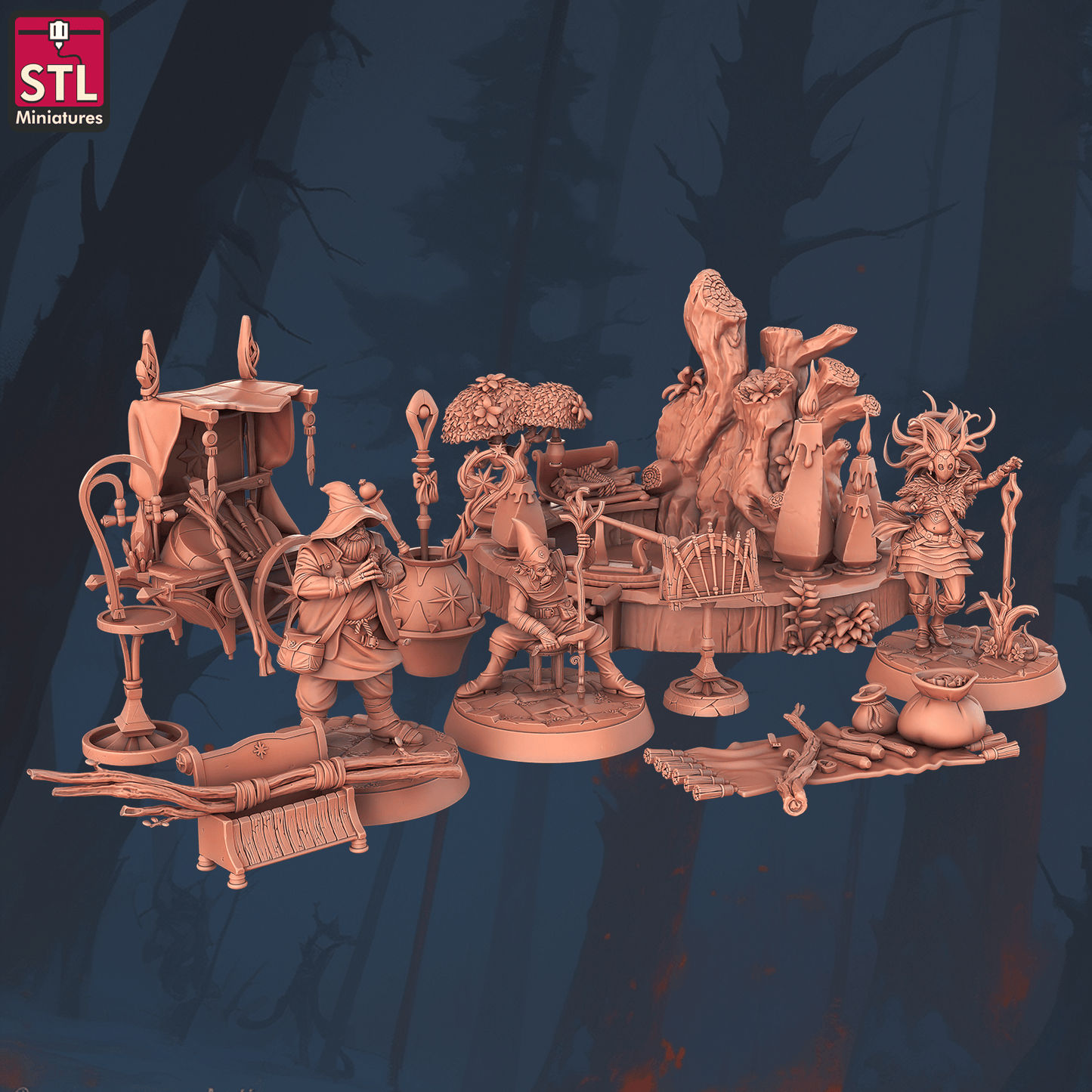 3D Printed STL Miniatures Staff Crafters Set 28 - 32mm War Gaming D&D - 3D Printing Boss 