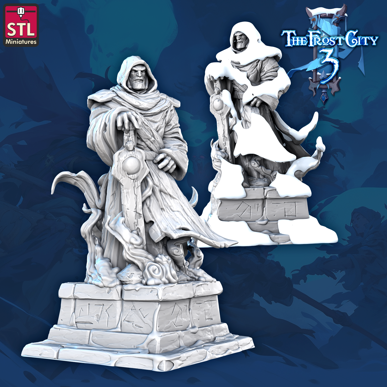 3D Printed STL Miniatures Statue Core Props The Frost City 3 28 - 32mm War Gaming D&D - 3D Printing Boss 