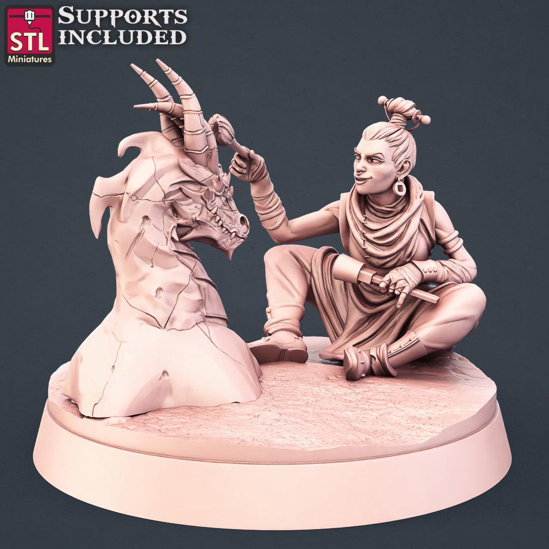 3D Printed STL Miniatures Stone Carver Set 28 - 32mm War Gaming D&D - 3D Printing Boss 