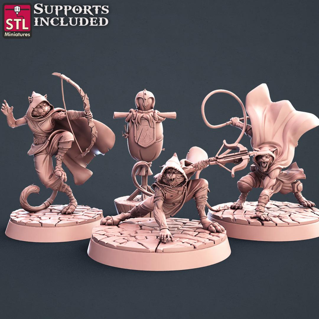 3D Printed STL Miniatures Tabaxi Assassins Set 28 - 32mm War Gaming D&D - 3D Printing Boss 