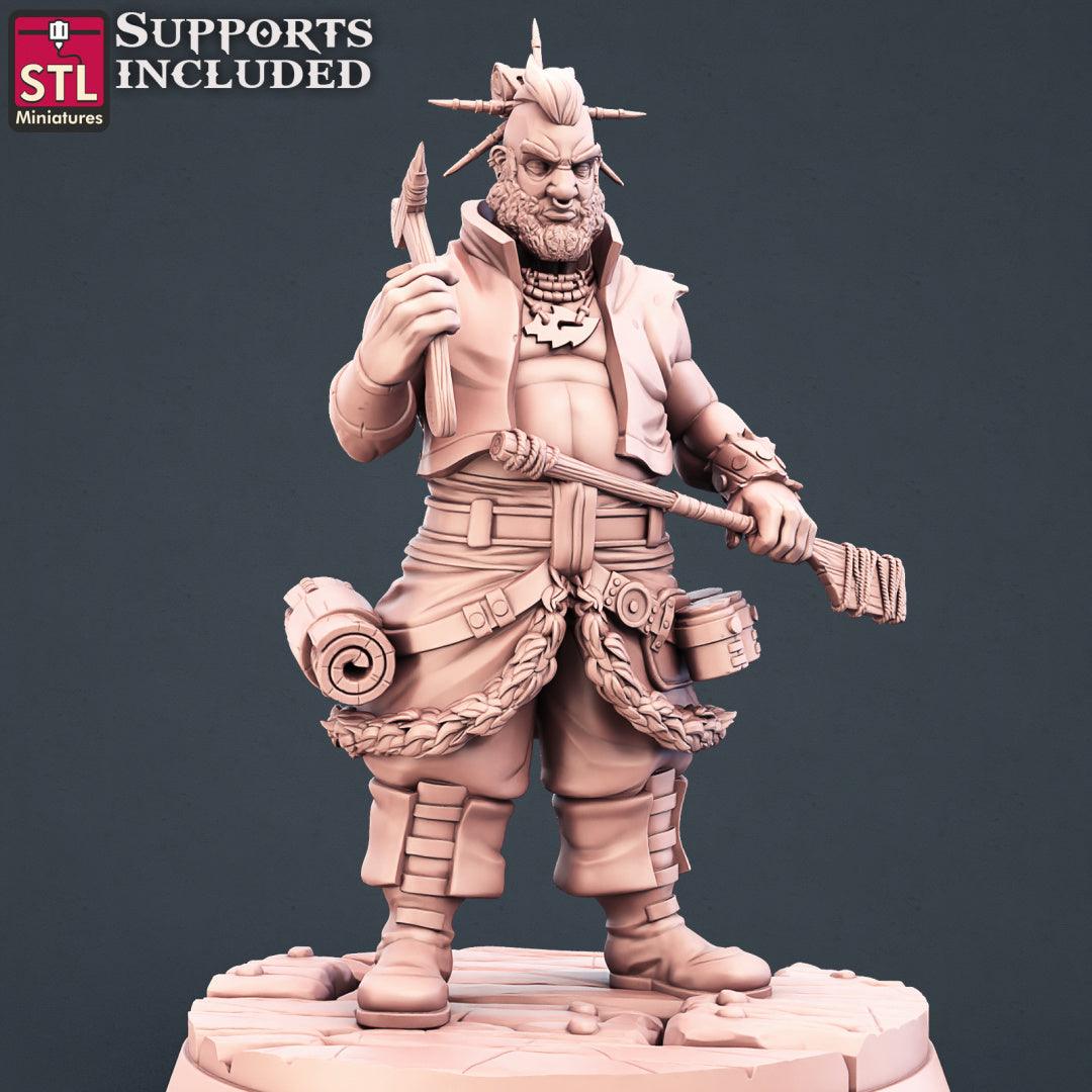 3D Printed STL Miniatures Tattoo Artist Set 28 - 32mm War Gaming D&D - 3D Printing Boss 