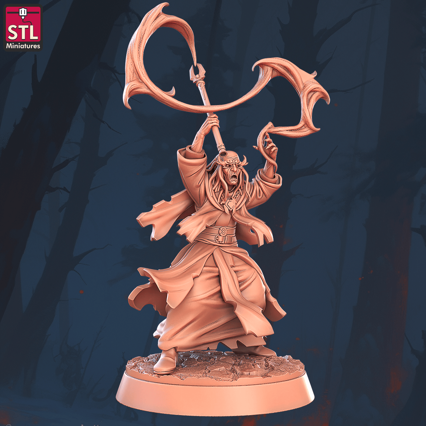 3D Printed STL Miniatures Tekratis Sorcerer 28 - 32mm War Gaming D&D - 3D Printing Boss 