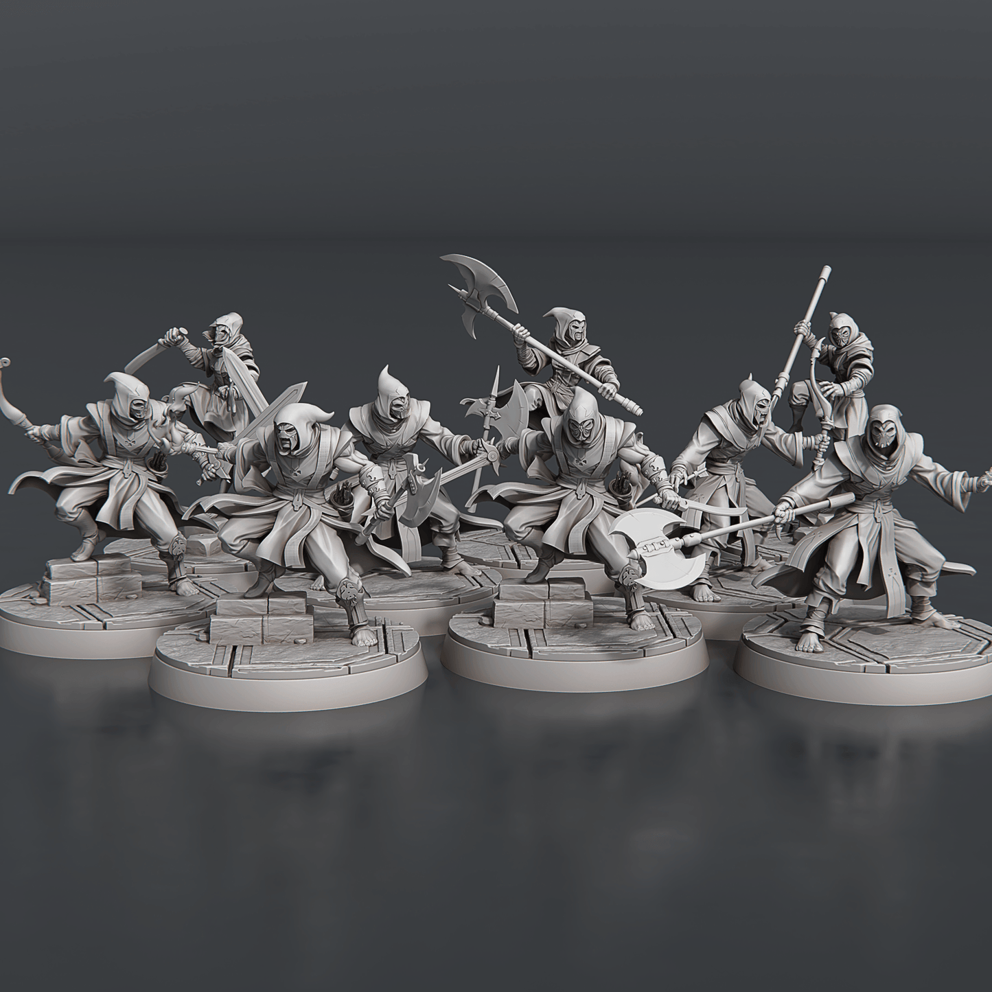 3D Printed STL Miniatures Temple Guardians Set 28 - 32mm War Gaming D&D - 3D Printing Boss 