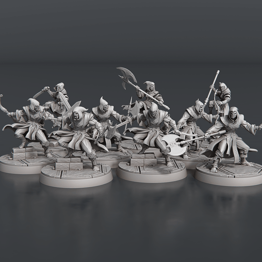 3D Printed STL Miniatures Temple Guardians Set 28 - 32mm War Gaming D&D - 3D Printing Boss 
