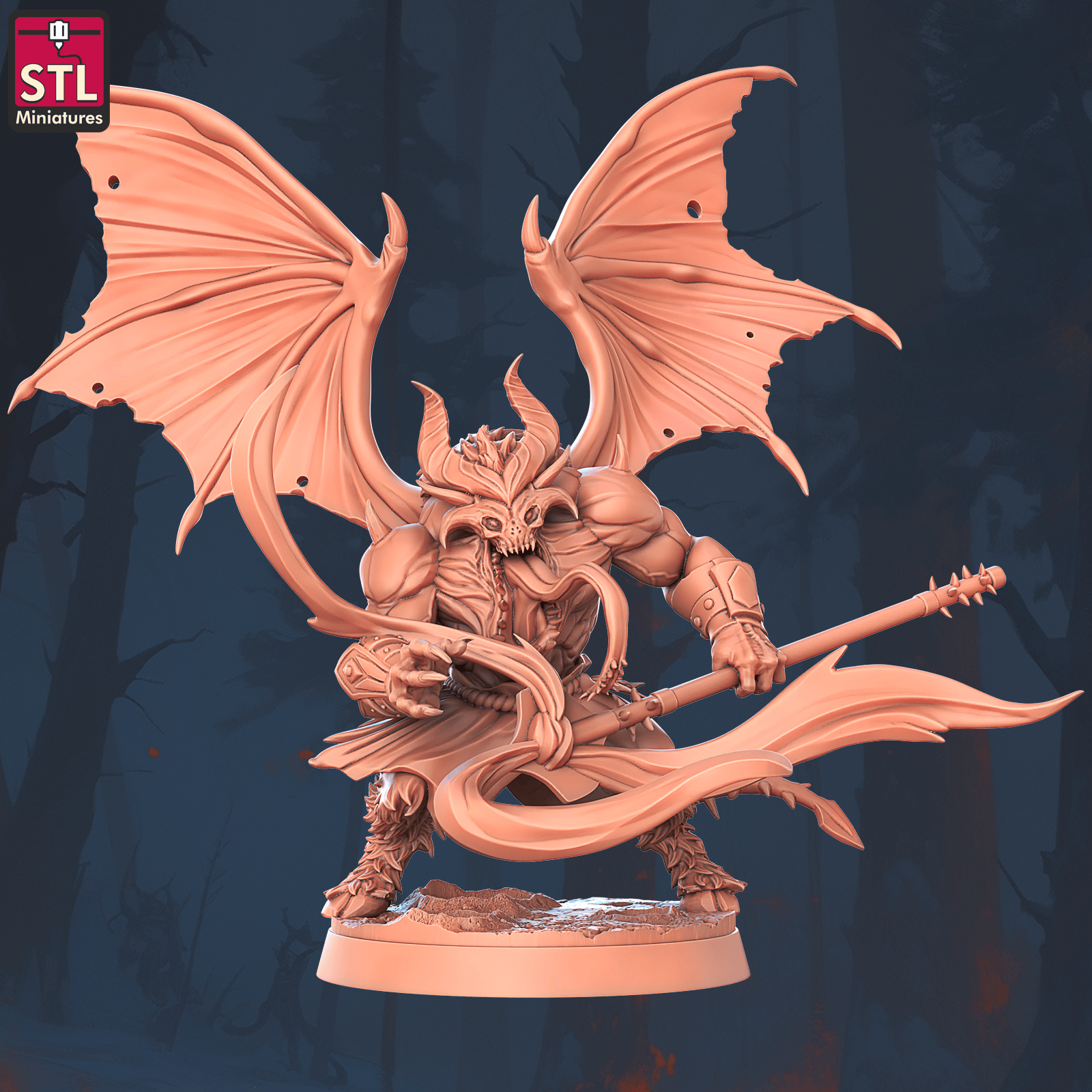 3D Printed STL Miniatures Terror Wing 28 - 32mm War Gaming D&D - 3D Printing Boss 