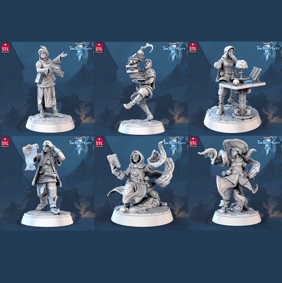 3D Printed STL Miniatures The Frost City Apprentices 28mm - 32mm War Gaming D&D - 3D Printing Boss 