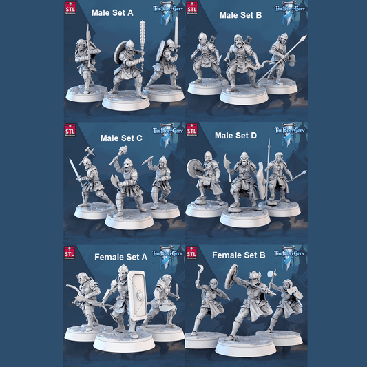 3D Printed STL Miniatures The Frost City Army Knights - Modular 28 - 32mm War Gaming D&D - 3D Printing Boss 