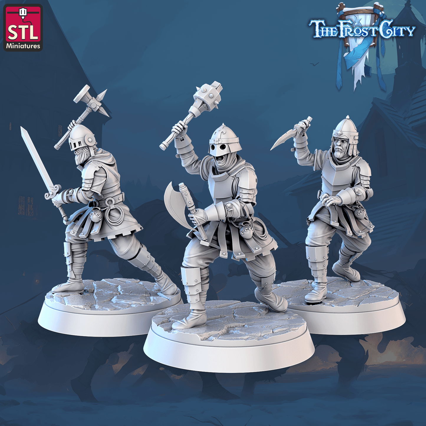 3D Printed STL Miniatures The Frost City Army Knights - Modular 28 - 32mm War Gaming D&D - 3D Printing Boss 