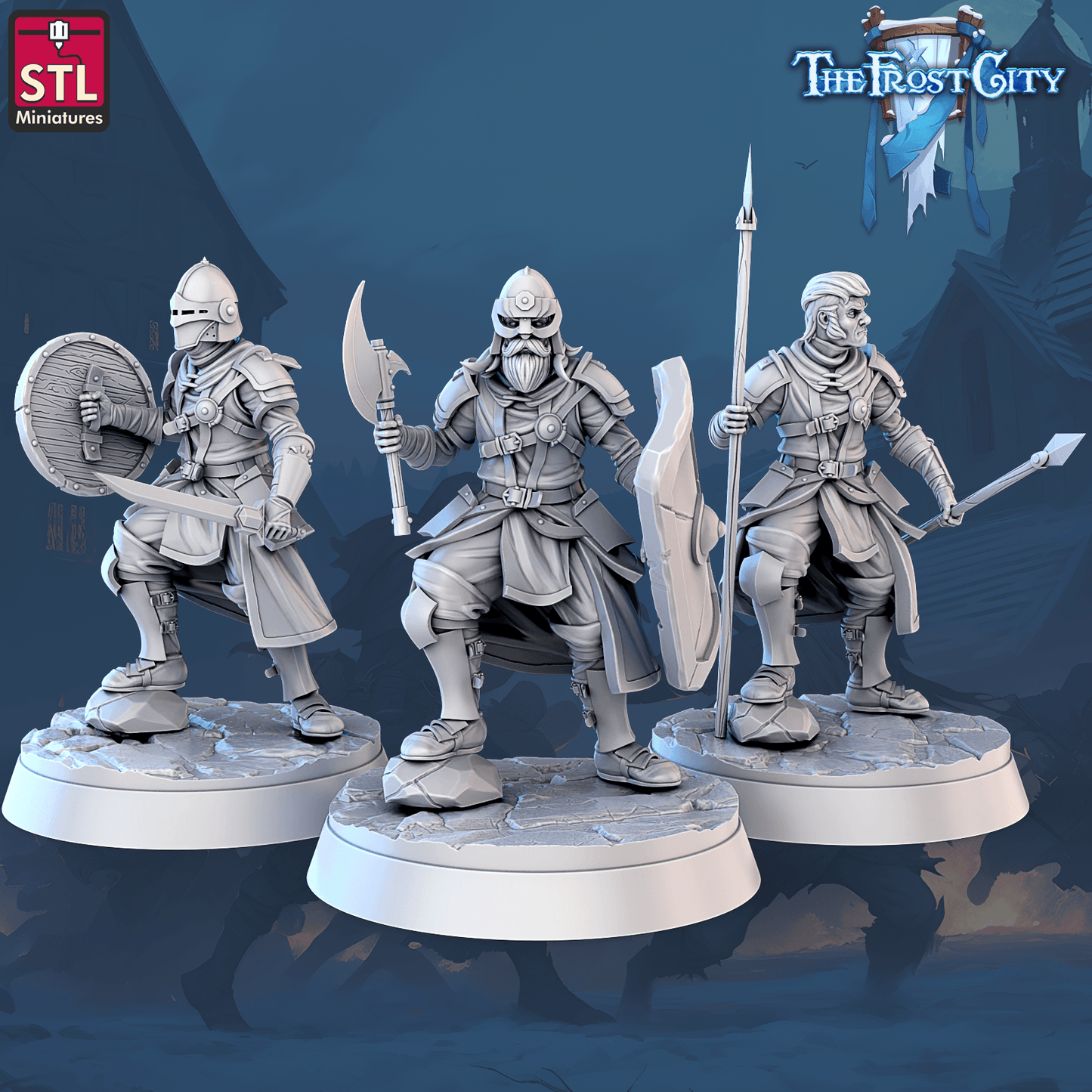 3D Printed STL Miniatures The Frost City Army Knights - Modular 28 - 32mm War Gaming D&D - 3D Printing Boss 