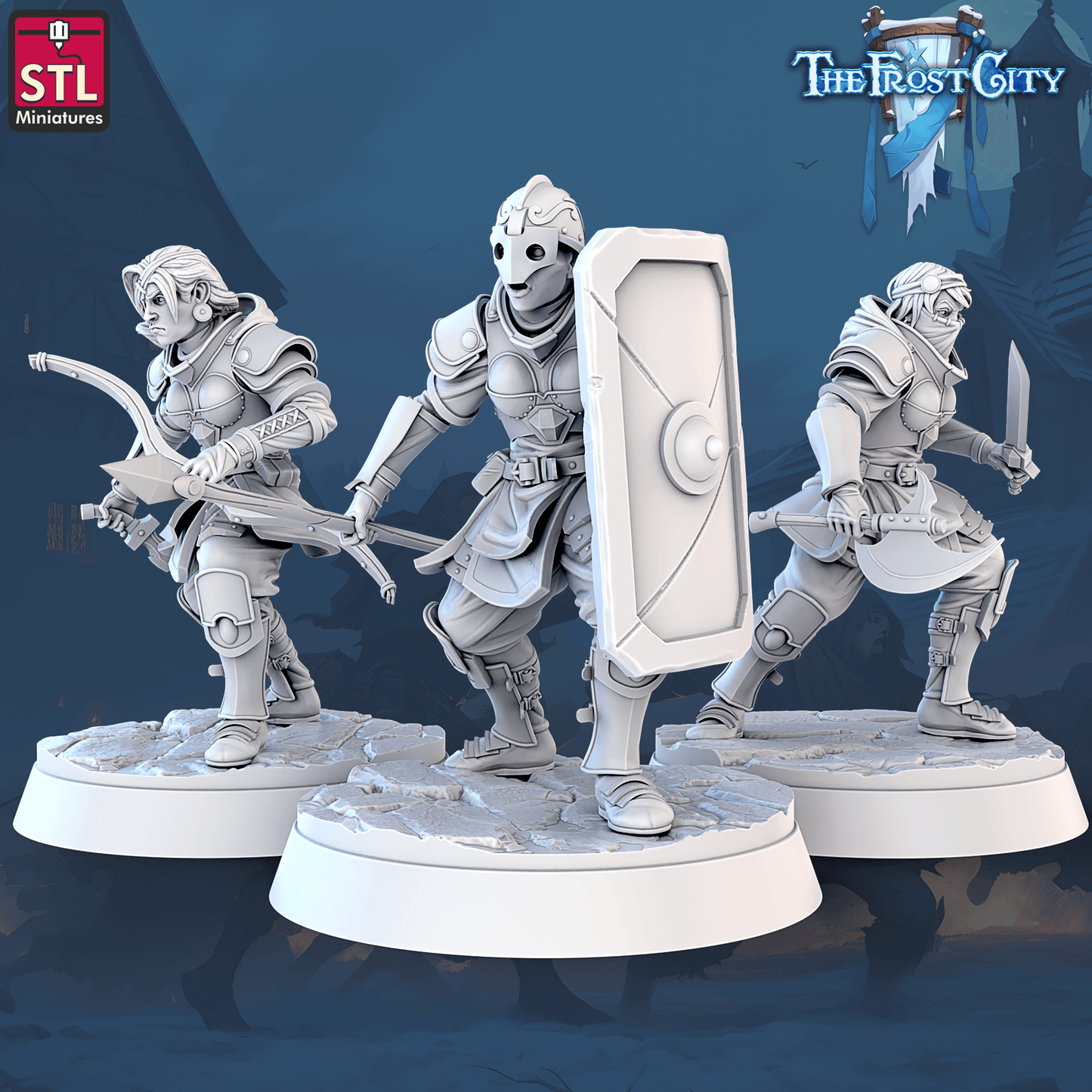 3D Printed STL Miniatures The Frost City Army Knights - Modular 28 - 32mm War Gaming D&D - 3D Printing Boss 