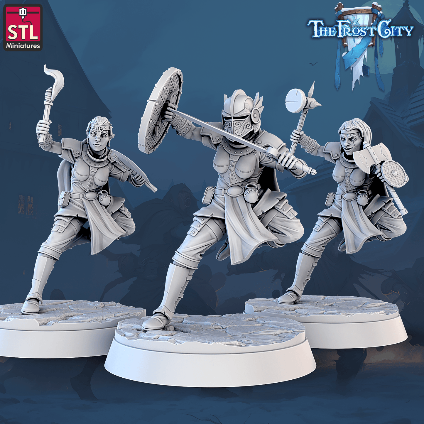 3D Printed STL Miniatures The Frost City Army Knights - Modular 28 - 32mm War Gaming D&D - 3D Printing Boss 