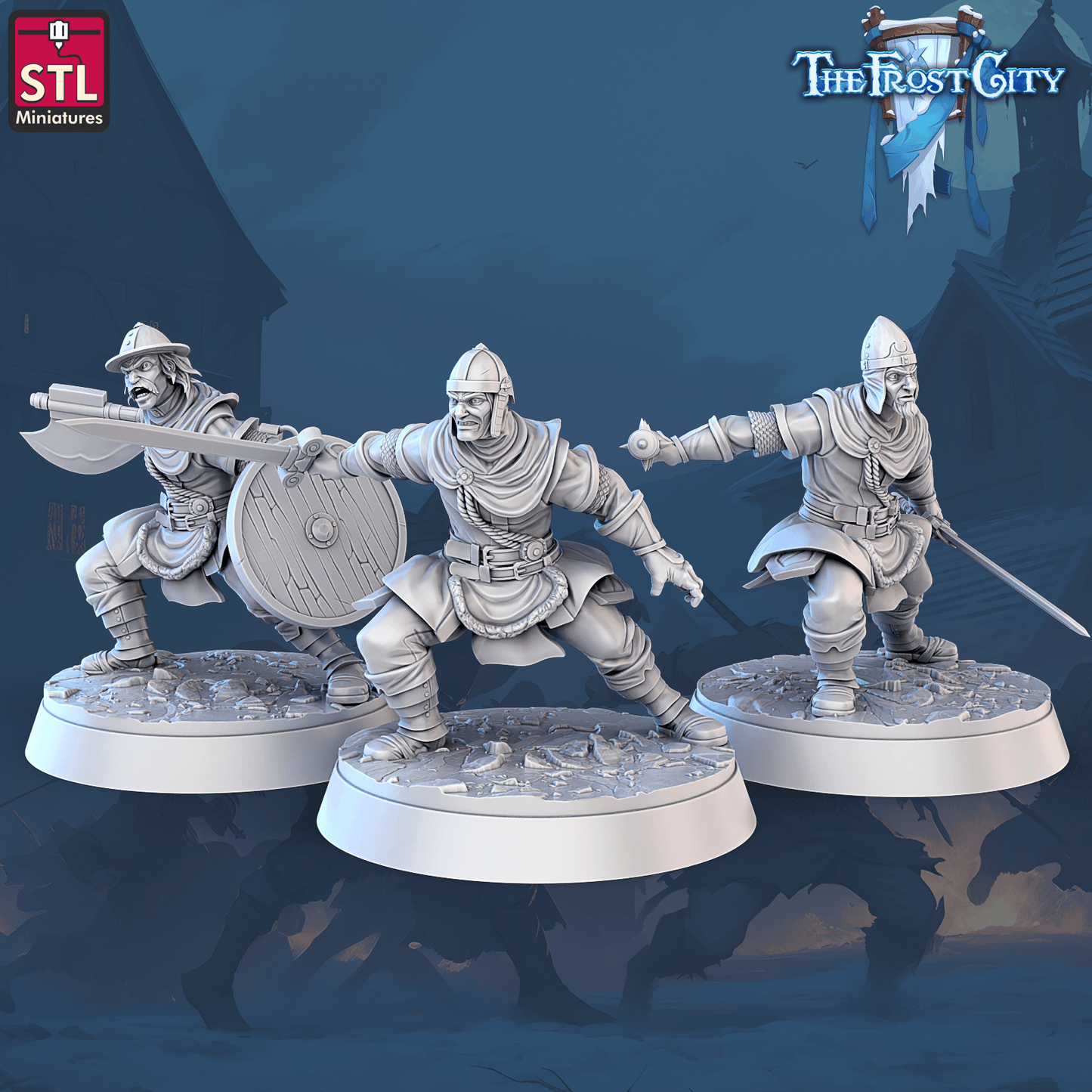 3D Printed STL Miniatures The Frost City Army Soldiers Sets - Modular 28 - 32mm War Gaming D&D - 3D Printing Boss 