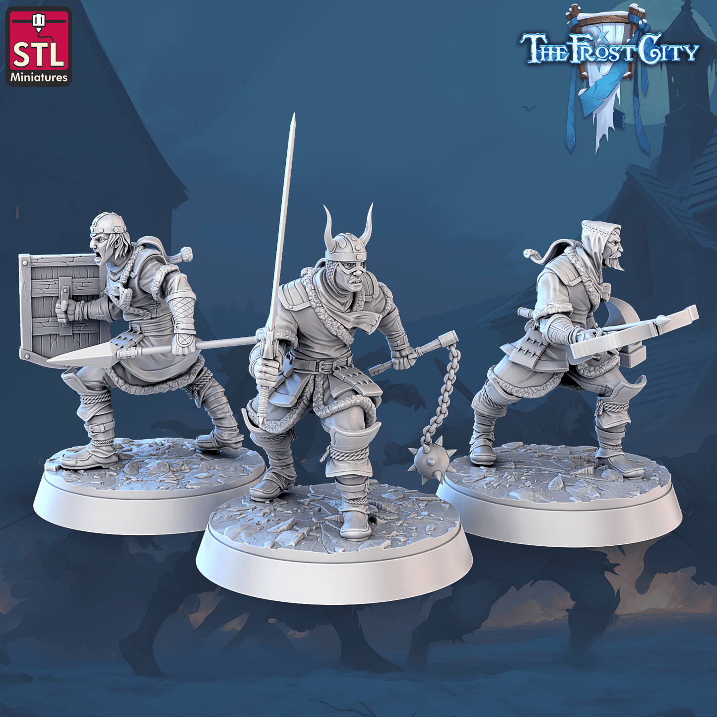 3D Printed STL Miniatures The Frost City Army Soldiers Sets - Modular 28 - 32mm War Gaming D&D - 3D Printing Boss 
