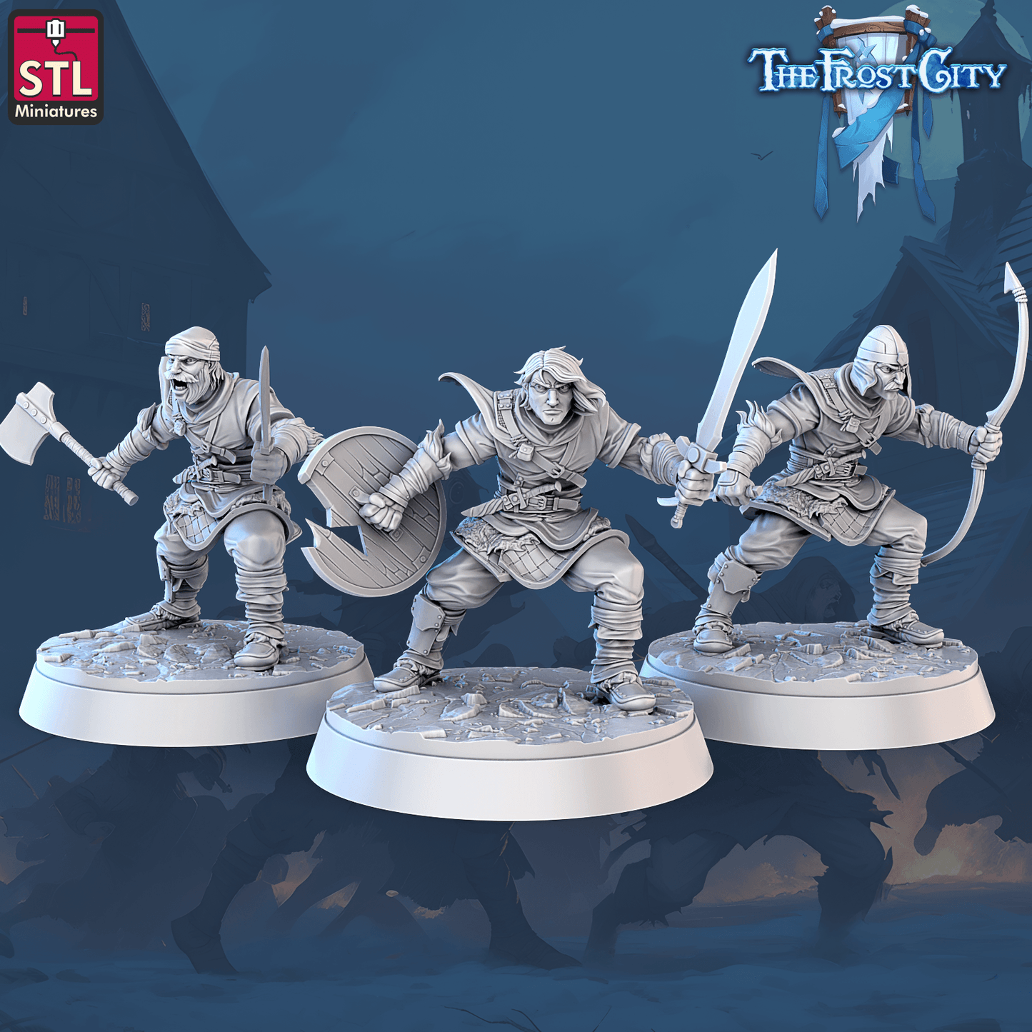 3D Printed STL Miniatures The Frost City Army Soldiers Sets - Modular 28 - 32mm War Gaming D&D - 3D Printing Boss 