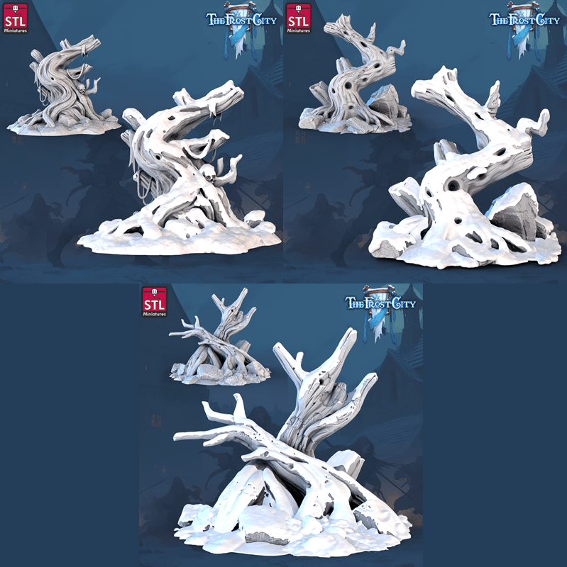 3D Printed STL Miniatures The Frost City Dead Trees 28 - 32mm War Gaming D&D - 3D Printing Boss 