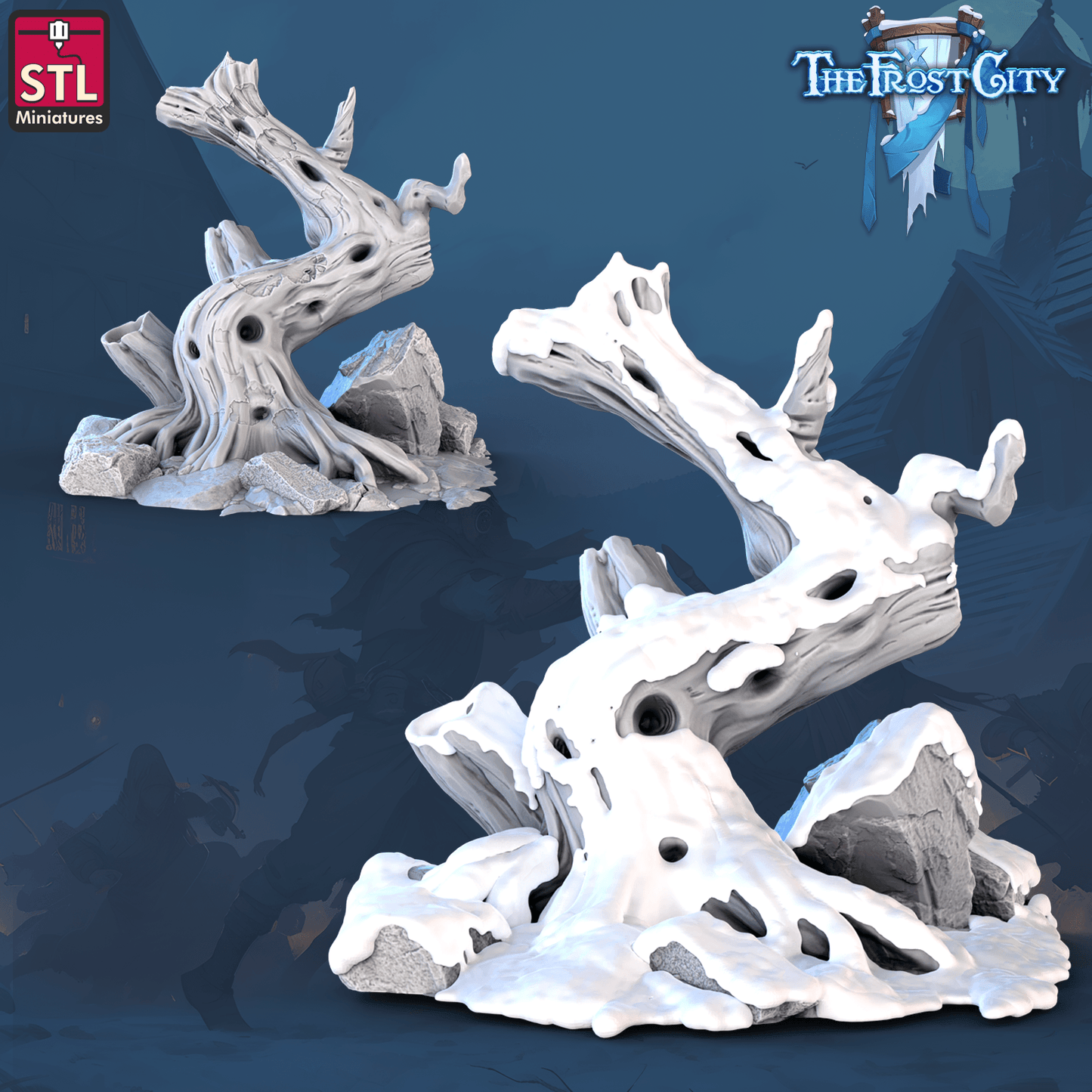 3D Printed STL Miniatures The Frost City Dead Trees 28 - 32mm War Gaming D&D - 3D Printing Boss 