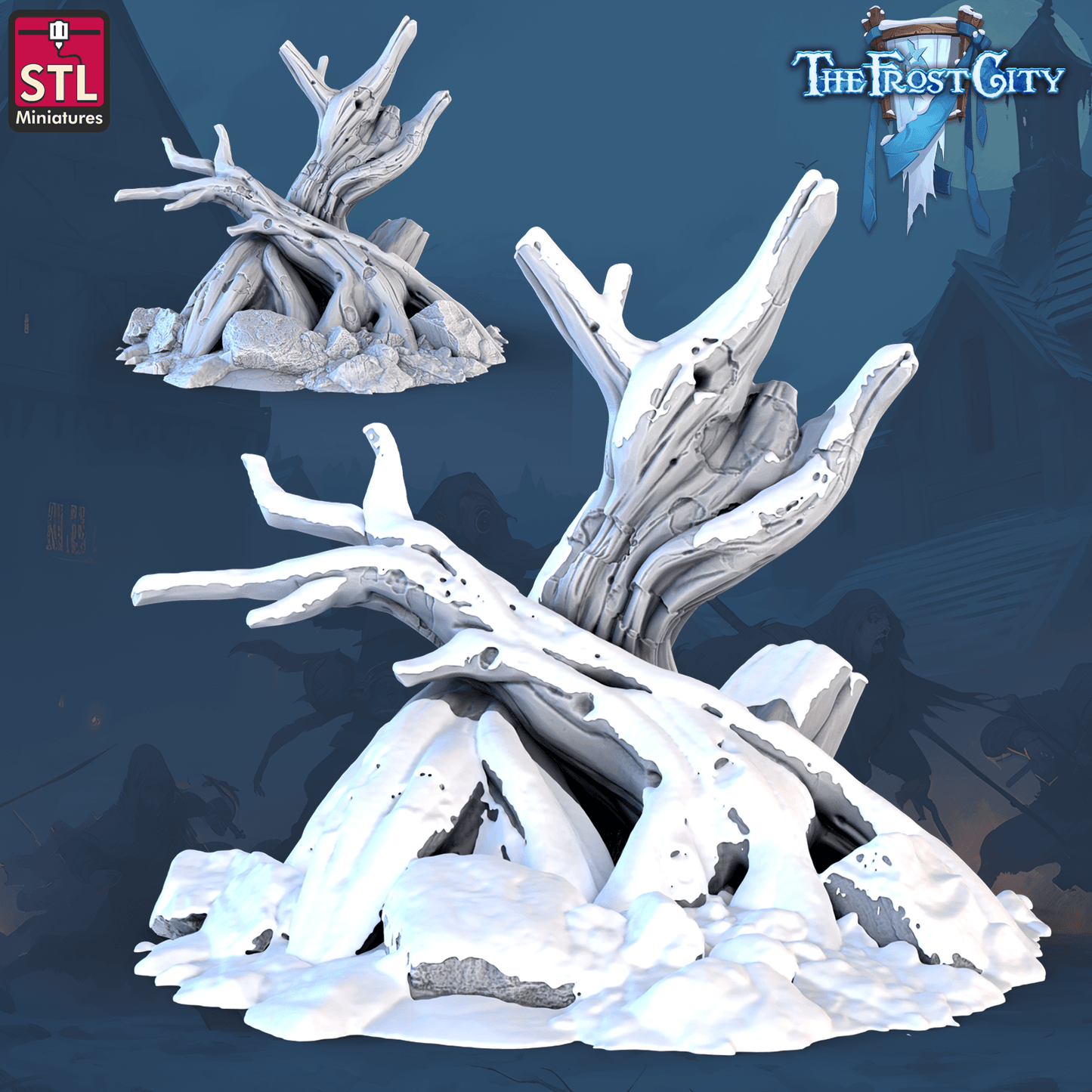 3D Printed STL Miniatures The Frost City Dead Trees 28 - 32mm War Gaming D&D - 3D Printing Boss 