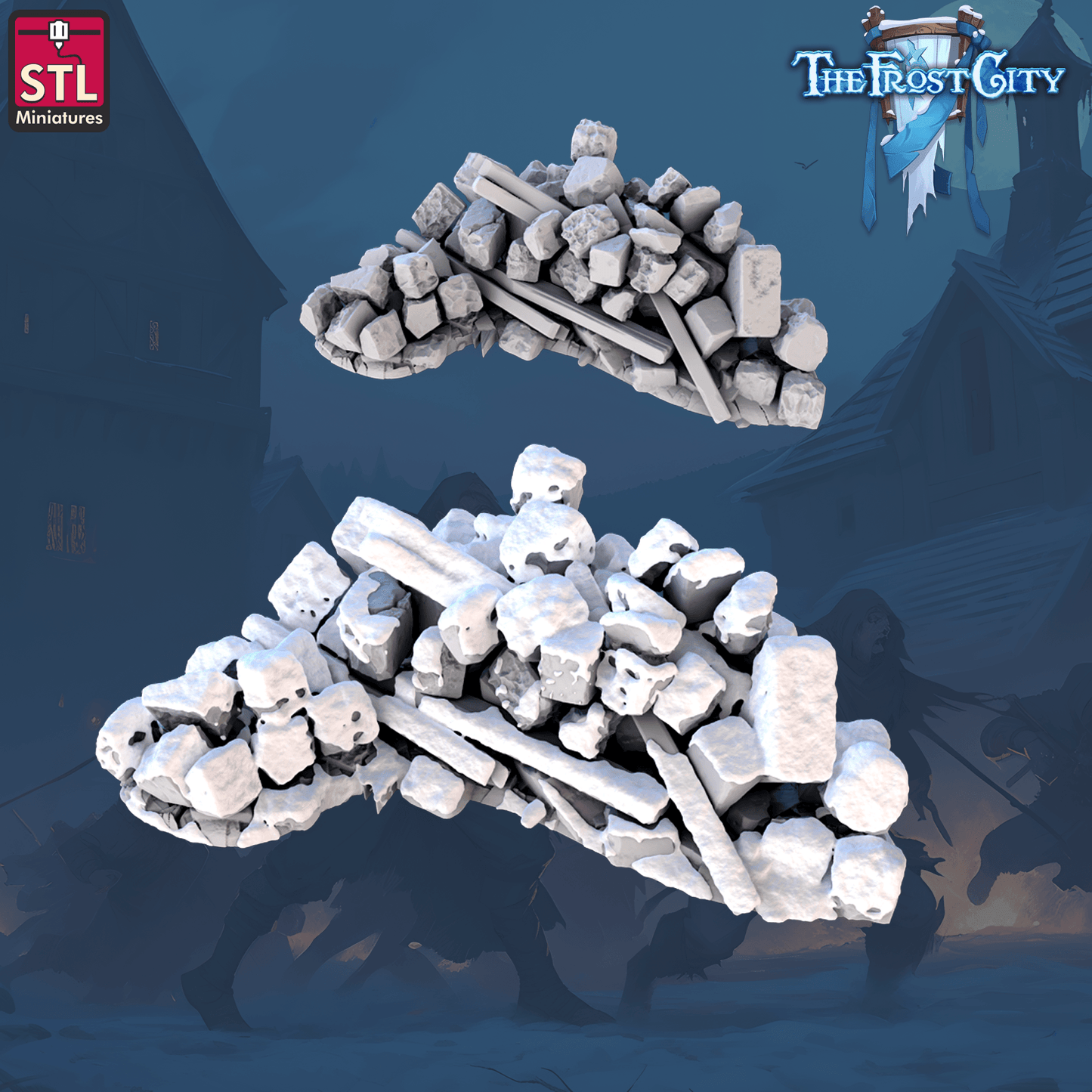 3D Printed STL Miniatures The Frost City Debris 28 - 32mm War Gaming D&D - 3D Printing Boss 