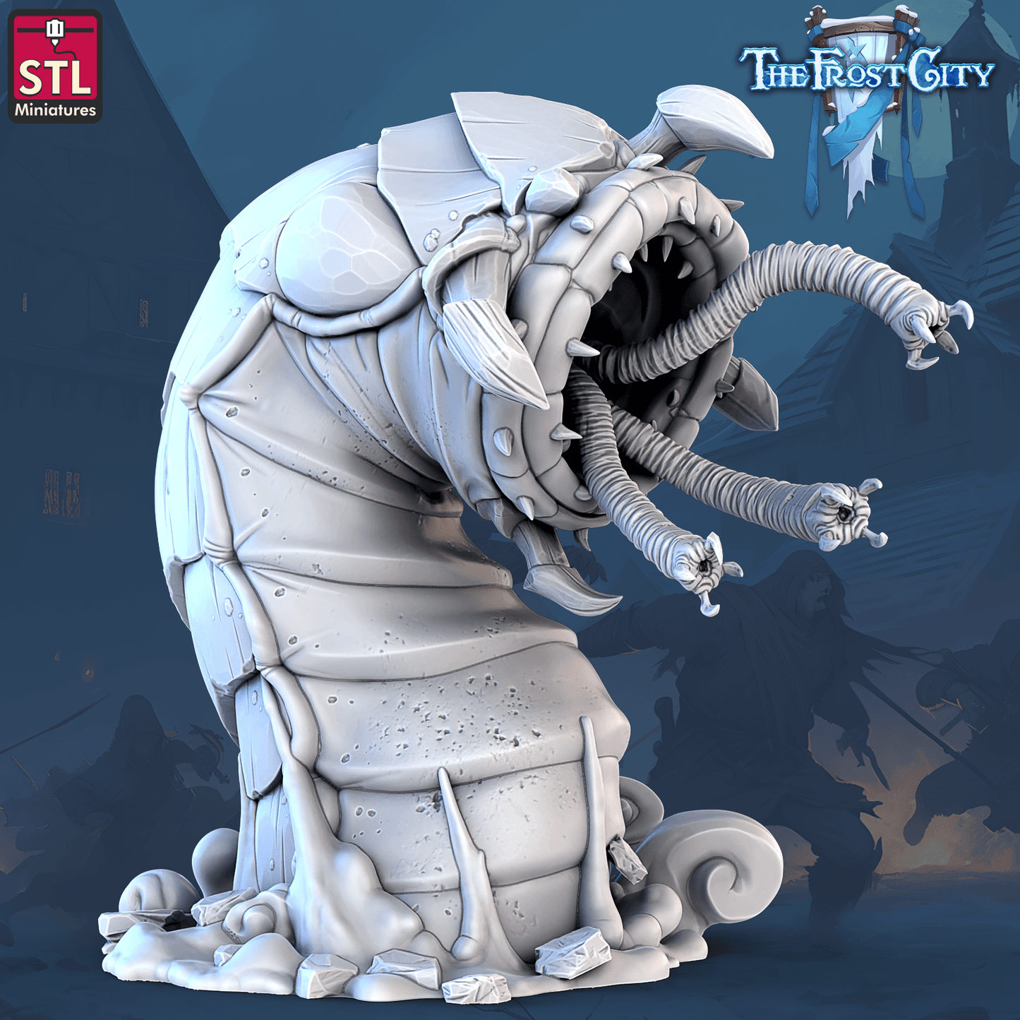 3D Printed STL Miniatures The Frost City Giants Worms 28 - 32mm War Gaming D&D - 3D Printing Boss 