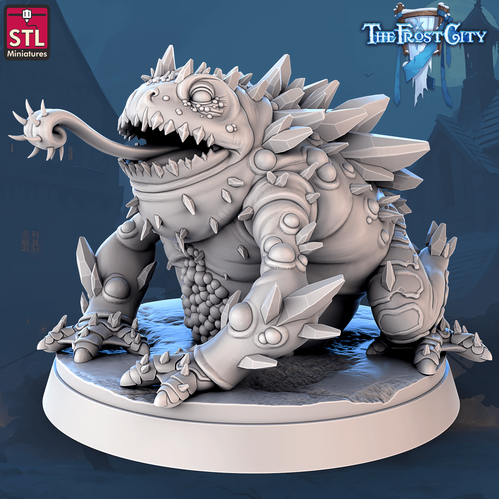 3D Printed STL Miniatures The Frost City Ice Toad 28 - 32mm War Gaming D&D - 3D Printing Boss 