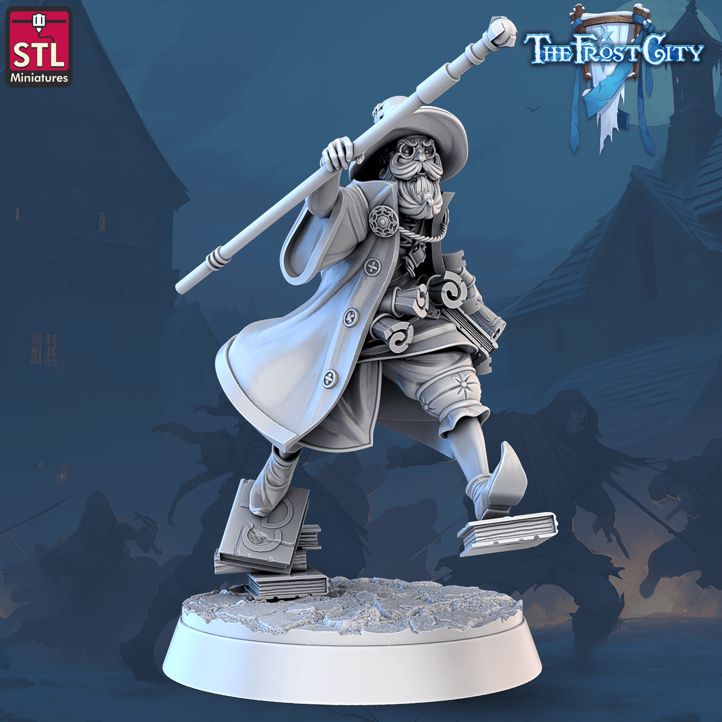 3D Printed STL Miniatures The Frost City Mages 28 - 32mm War Gaming D&D - 3D Printing Boss 