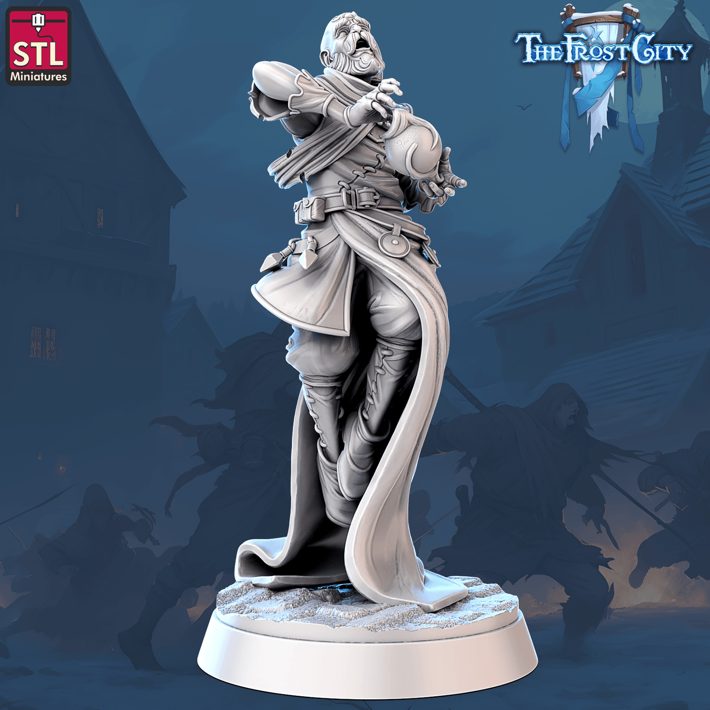 3D Printed STL Miniatures The Frost City Mages 28 - 32mm War Gaming D&D - 3D Printing Boss 
