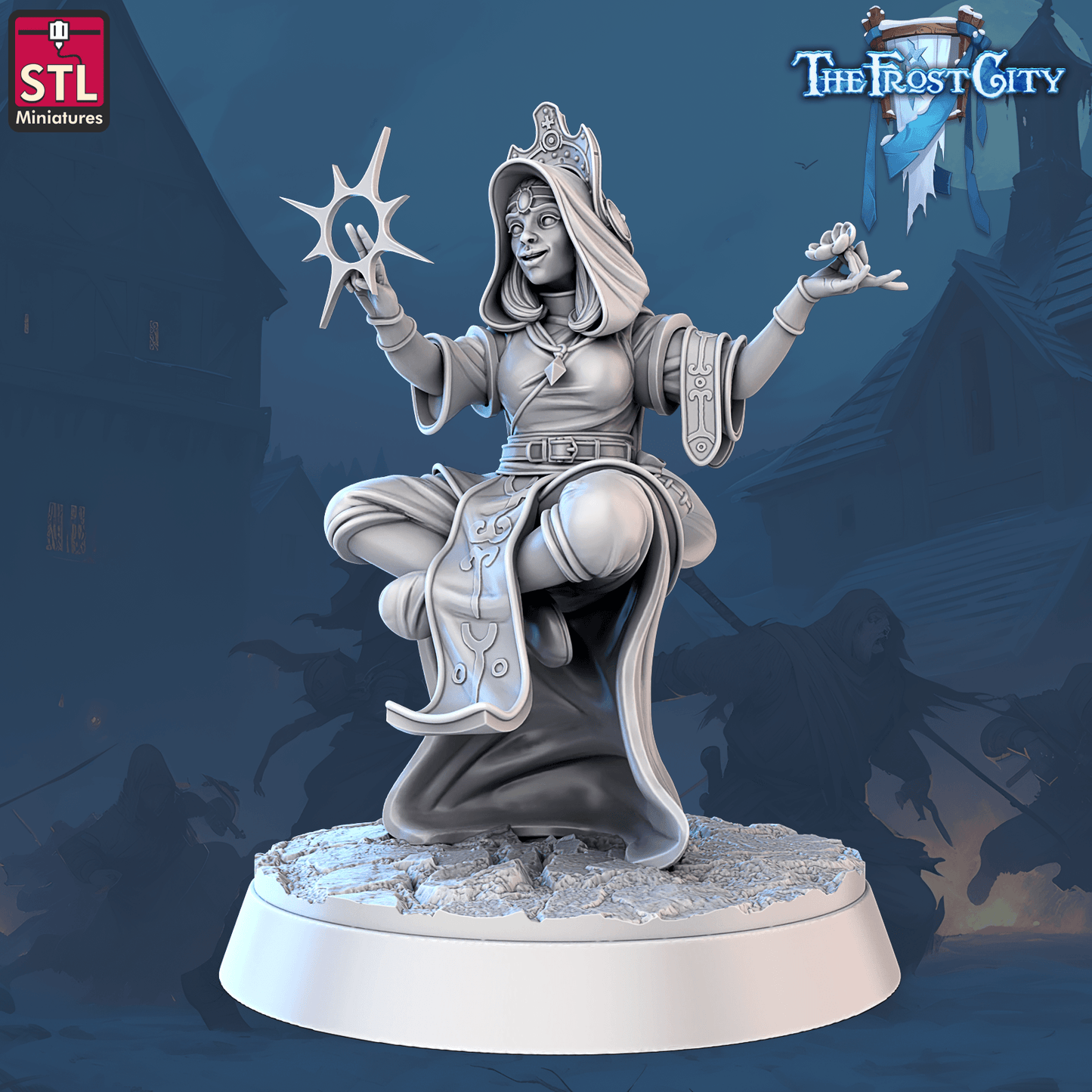 3D Printed STL Miniatures The Frost City Mages 28 - 32mm War Gaming D&D - 3D Printing Boss 