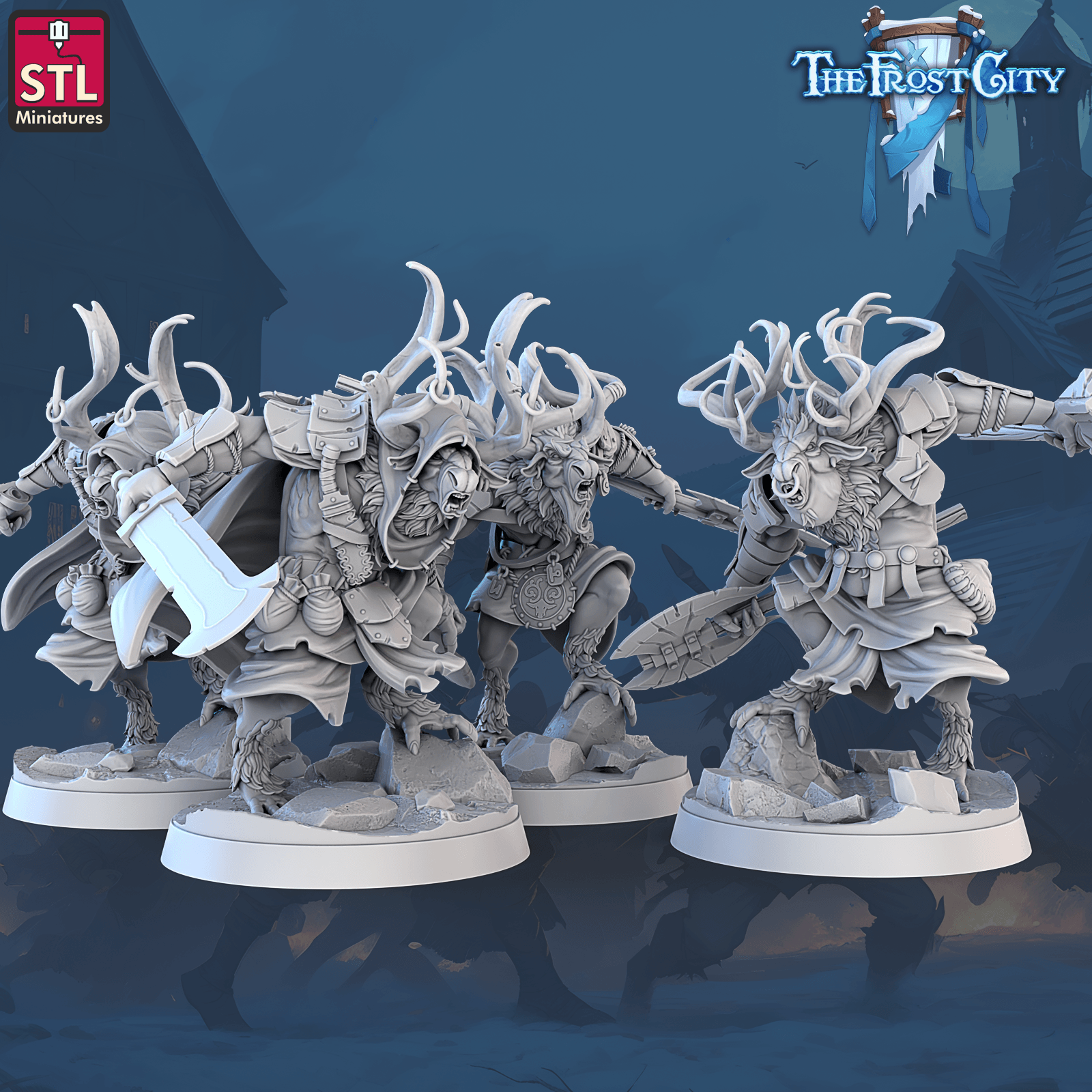 3D Printed STL Miniatures The Frost City Rangifers Set 28 - 32mm War Gaming D&D - 3D Printing Boss 