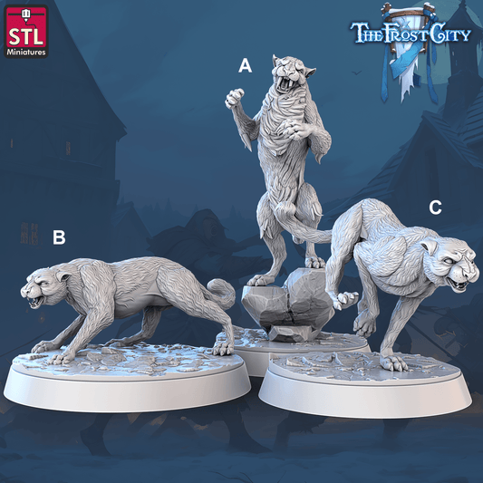 3D Printed STL Miniatures The Frost City Snow Leopards 28 - 32mm War Gaming D&D - 3D Printing Boss 