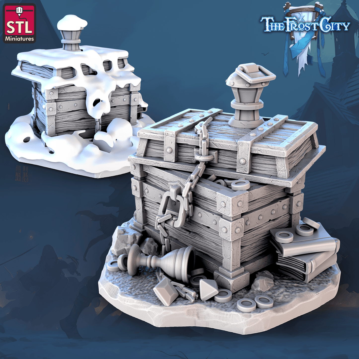 3D Printed STL Miniatures The Frost City Treasure Tokens 28 - 32mm War Gaming D&D - 3D Printing Boss 