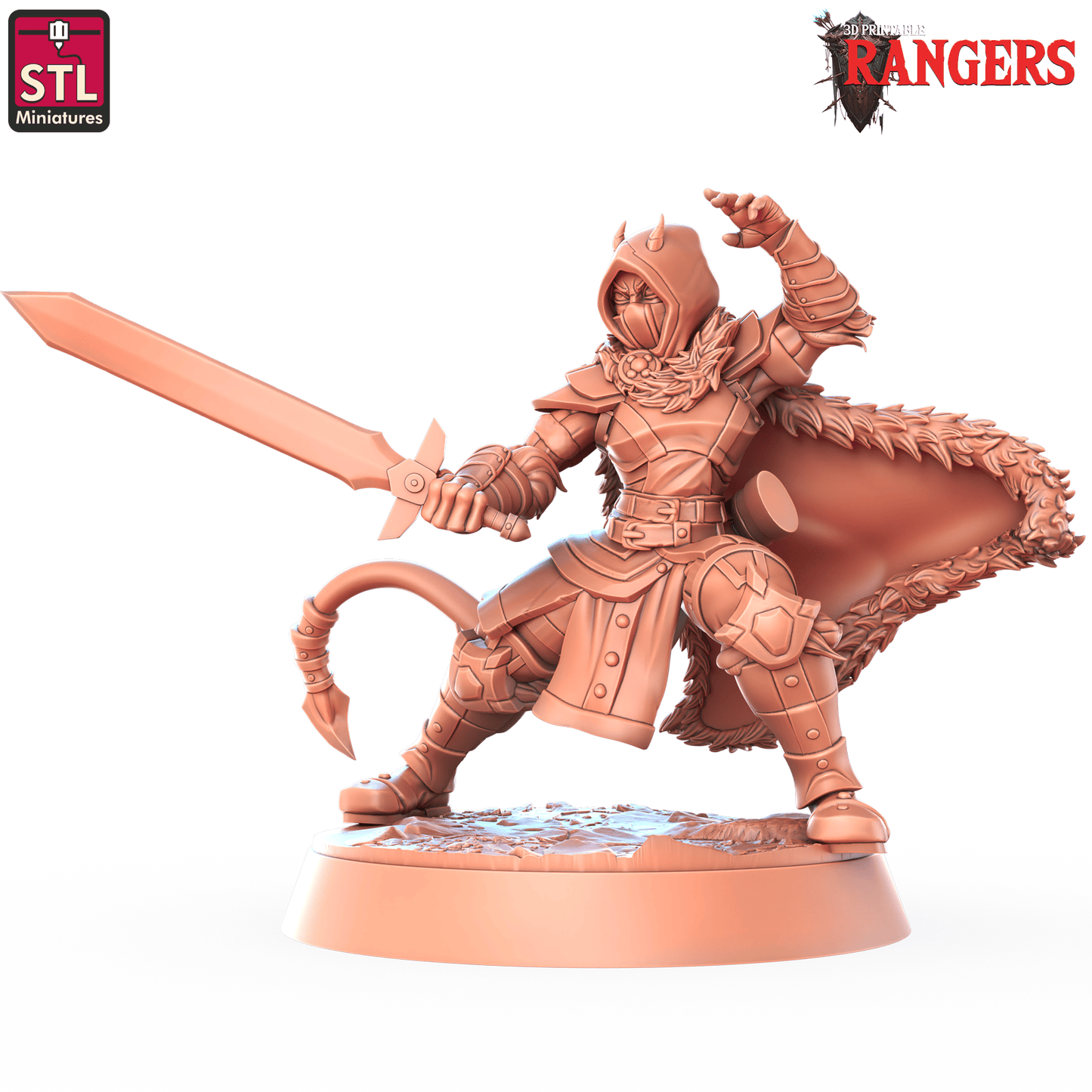 3D Printed STL Miniatures Tiefling Female Ranger Rangers 28 - 32mm War Gaming D&D - 3D Printing Boss 