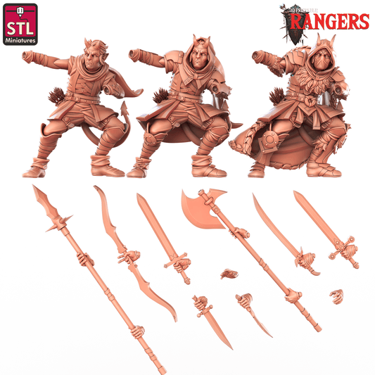 3D Printed STL Miniatures Tiefling Male Ranger Rangers 28 - 32mm War Gaming D&D - 3D Printing Boss 