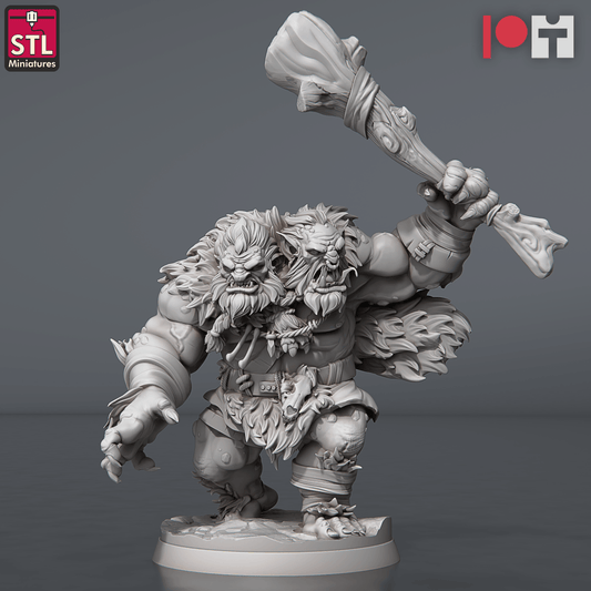 3D Printed STL Miniatures Two Headed Show Troll Set 28 - 32mm War Gaming D&D - 3D Printing Boss 