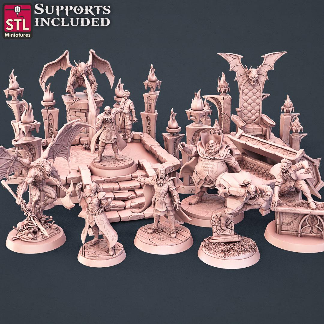 3D Printed STL Miniatures Vampire Set 28 - 32mm War Gaming D&D - 3D Printing Boss 