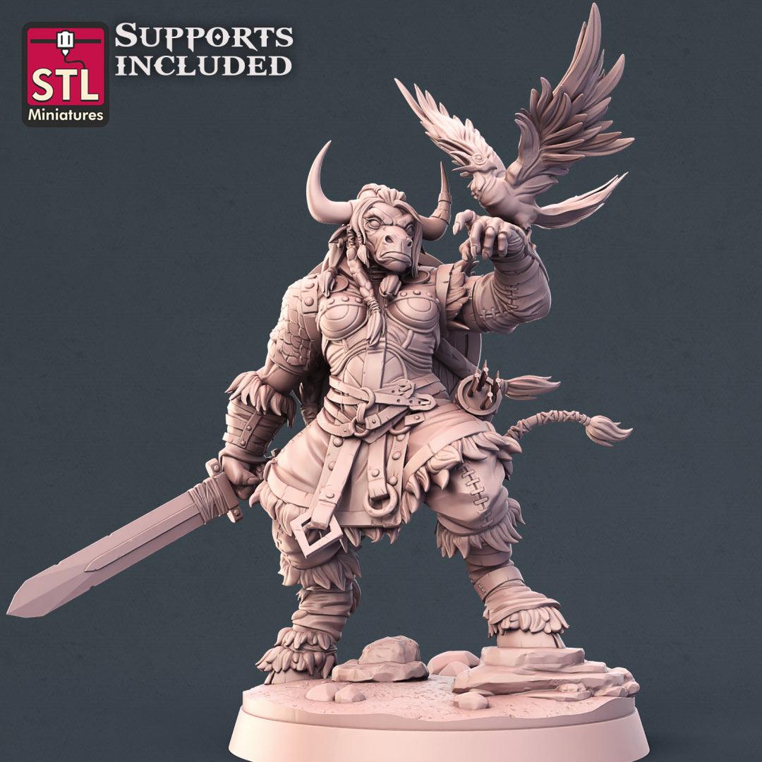3D Printed STL Miniatures Viking Minotaurs Set 28 - 32mm War Gaming D&D - 3D Printing Boss 