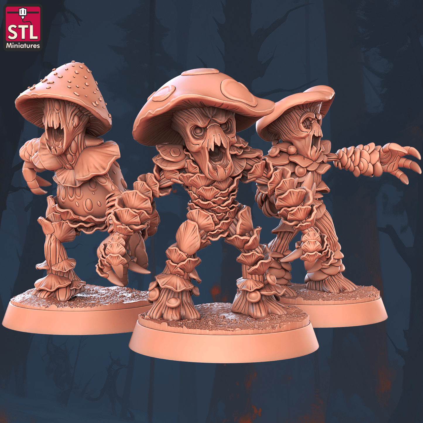 3D Printed STL Miniatures Violent Fungus Set 28 - 32mm War Gaming D&D - 3D Printing Boss 
