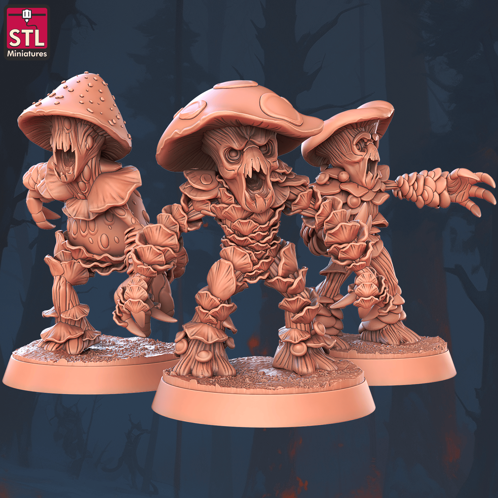 3D Printed STL Miniatures Violent Fungus Set 28 - 32mm War Gaming D&D - 3D Printing Boss 