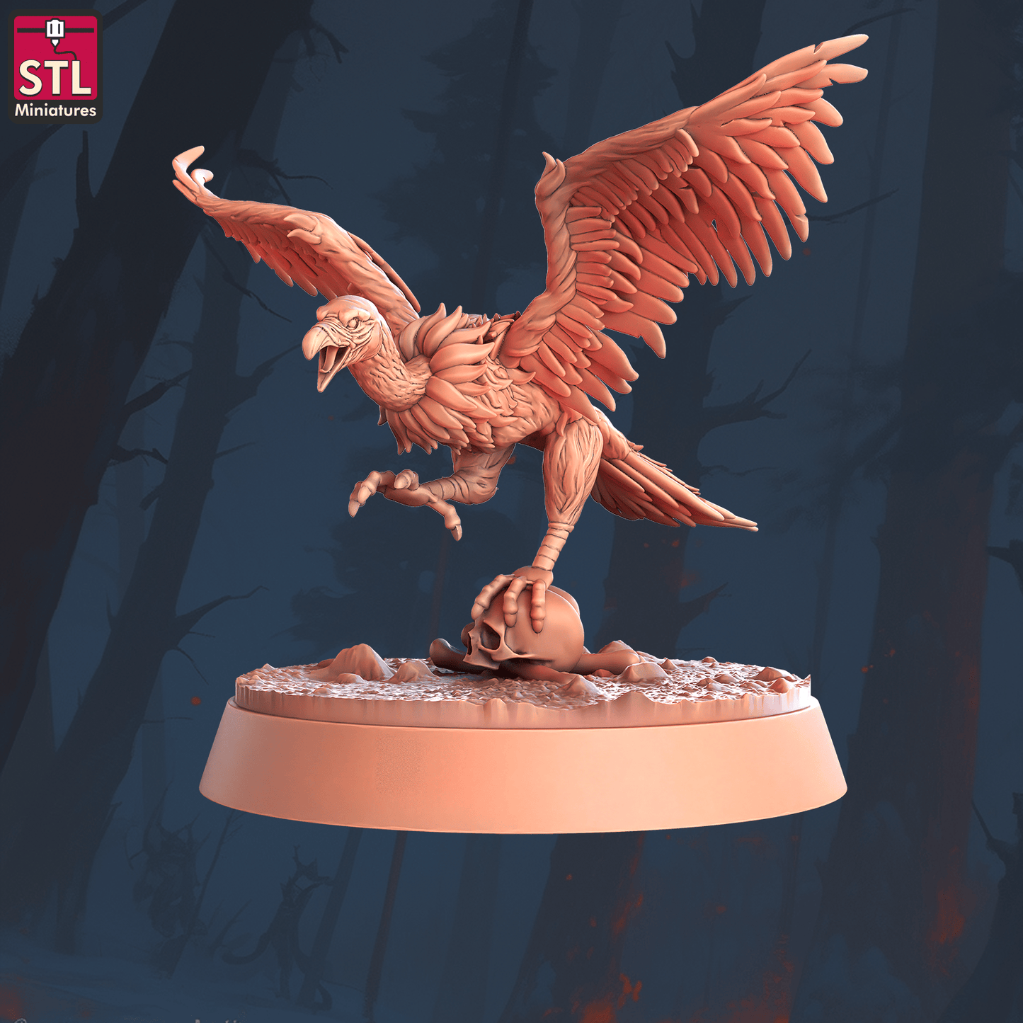 3D Printed STL Miniatures Vultures 28 - 32mm War Gaming D&D - 3D Printing Boss 