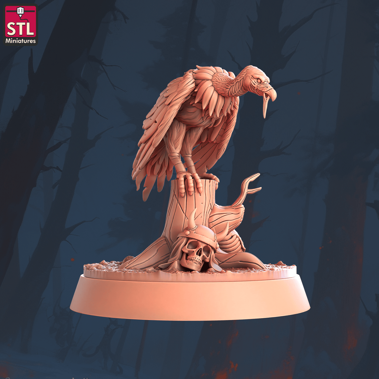 3D Printed STL Miniatures Vultures 28 - 32mm War Gaming D&D - 3D Printing Boss 