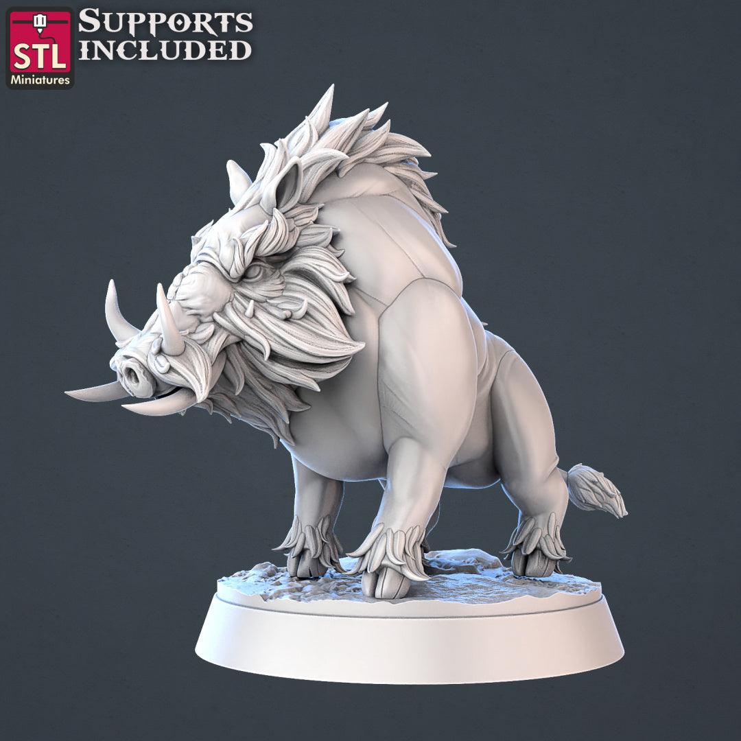 3D Printed STL Miniatures Wild Boars | 28 - 32mm War Gaming D&D - 3D Printing Boss 