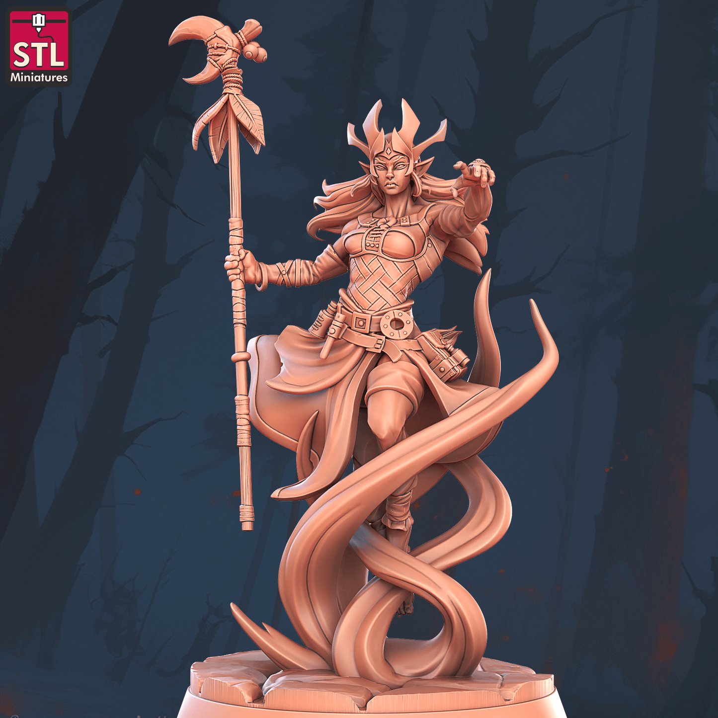 3D Printed STL Miniatures Witches Council Set 28 - 32mm War Gaming D&D - 3D Printing Boss 