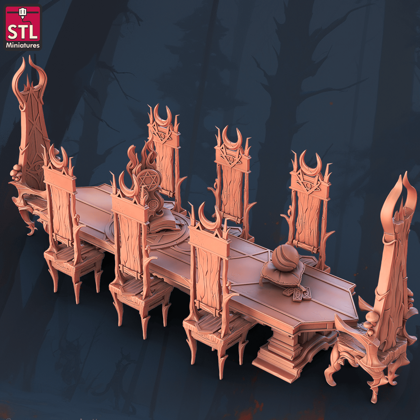 3D Printed STL Miniatures Witches Council Set 28 - 32mm War Gaming D&D - 3D Printing Boss 