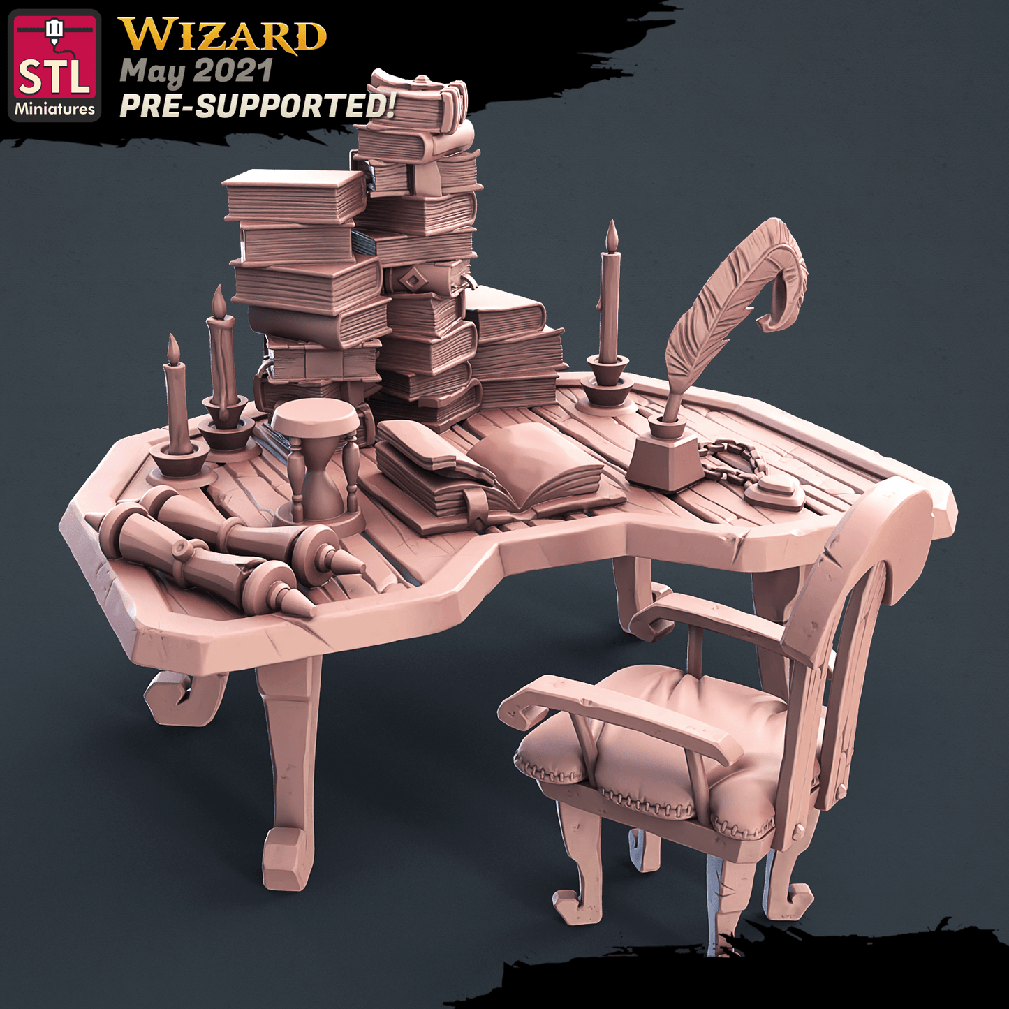 3D Printed STL Miniatures Wizard Set 28 - 32mm War Gaming D&D - 3D Printing Boss 