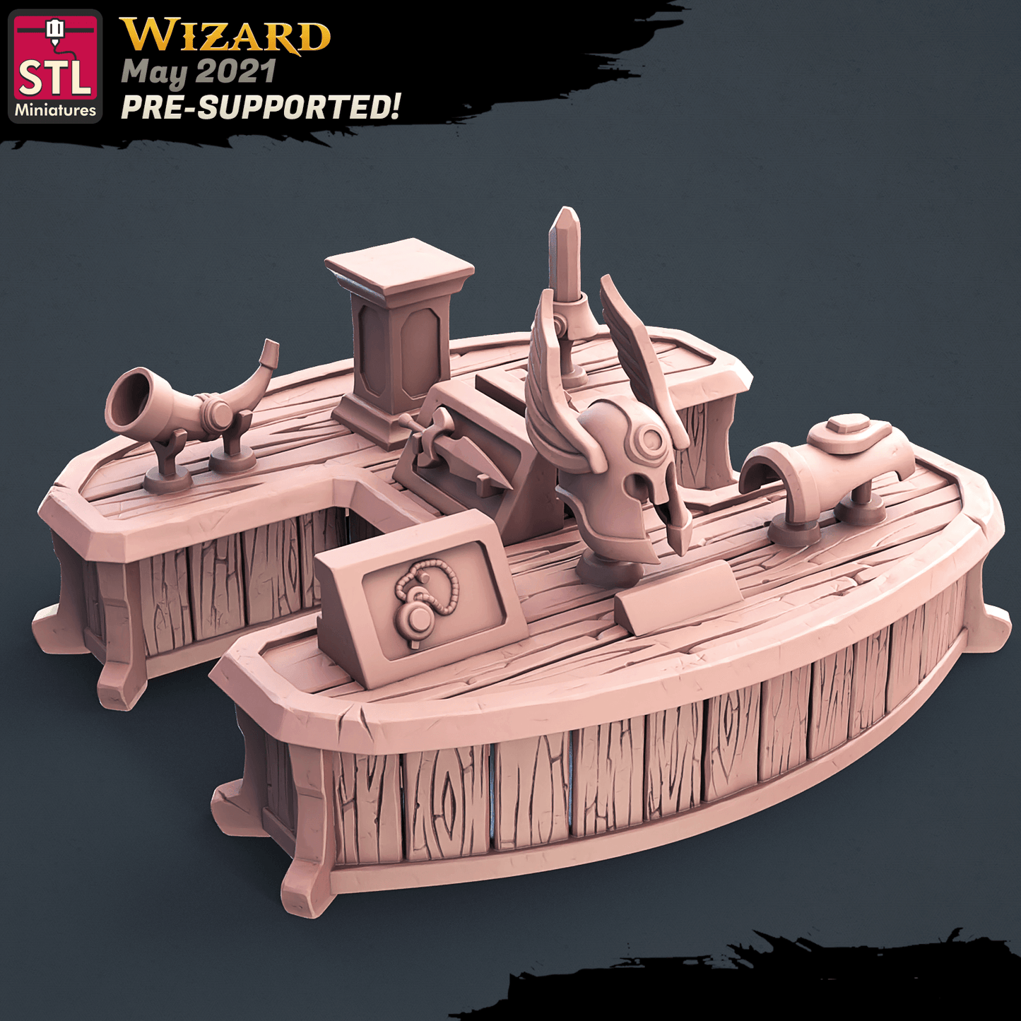 3D Printed STL Miniatures Wizard Set 28 - 32mm War Gaming D&D - 3D Printing Boss 