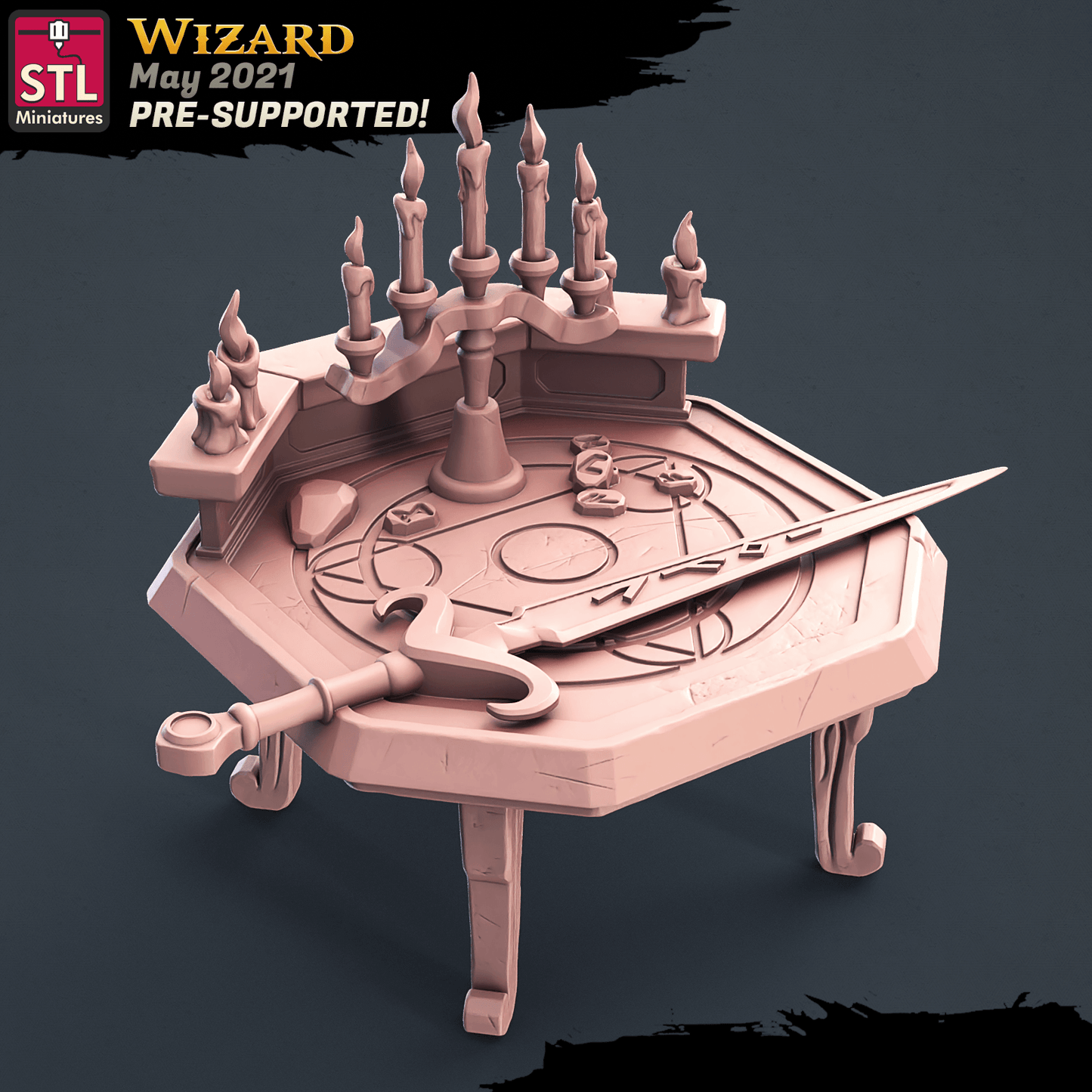 3D Printed STL Miniatures Wizard Set 28 - 32mm War Gaming D&D - 3D Printing Boss 