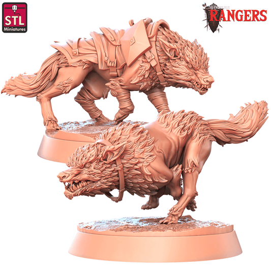 3D Printed STL Miniatures Wolves Rangers 28 - 32mm War Gaming D&D - 3D Printing Boss 