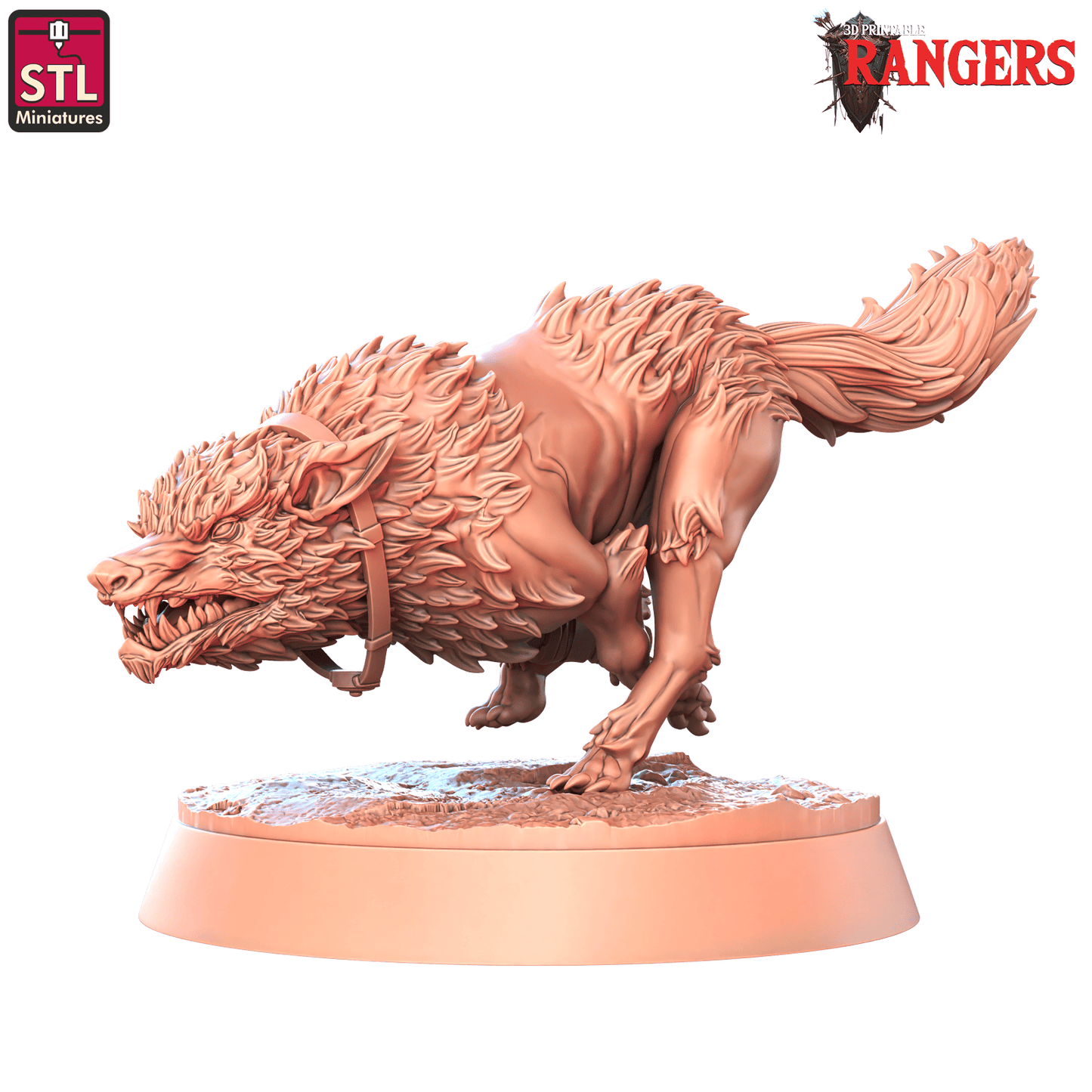 3D Printed STL Miniatures Wolves Rangers 28 - 32mm War Gaming D&D - 3D Printing Boss 