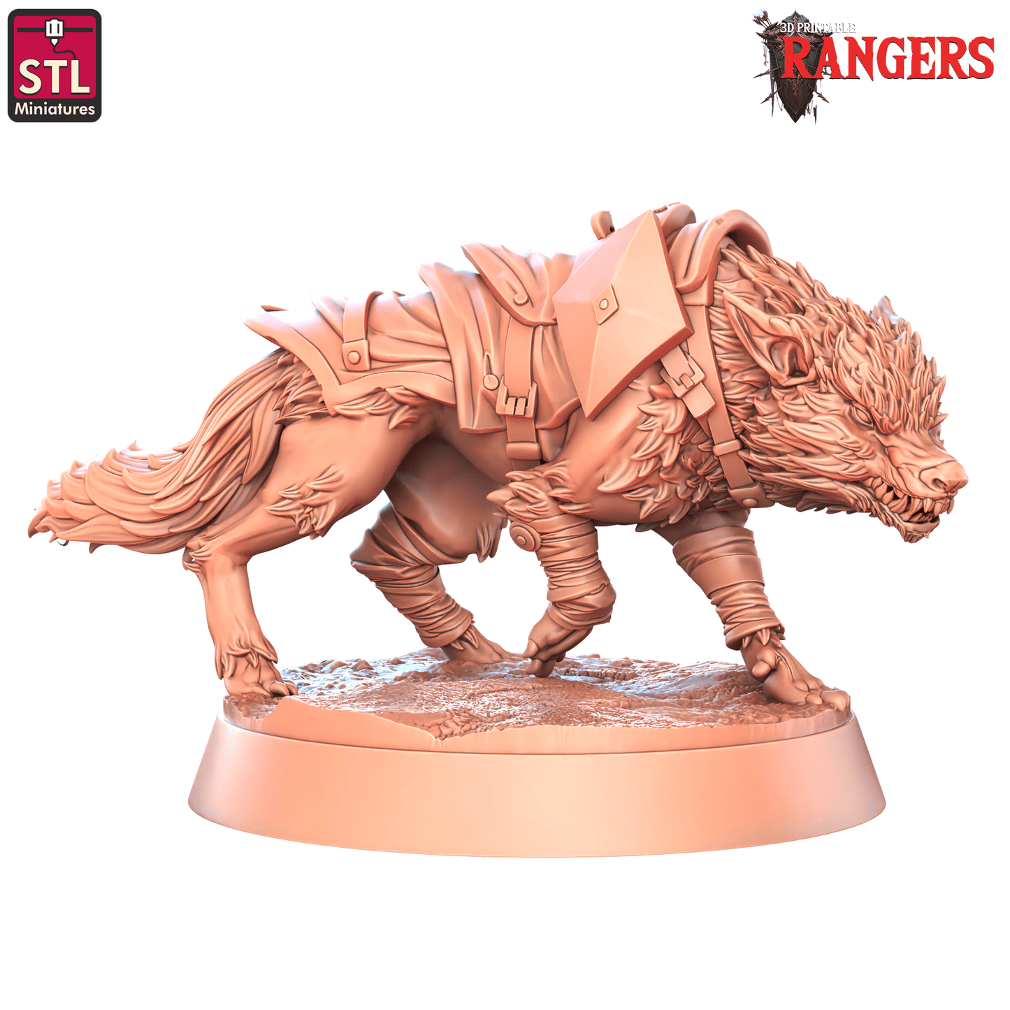 3D Printed STL Miniatures Wolves Rangers 28 - 32mm War Gaming D&D - 3D Printing Boss 